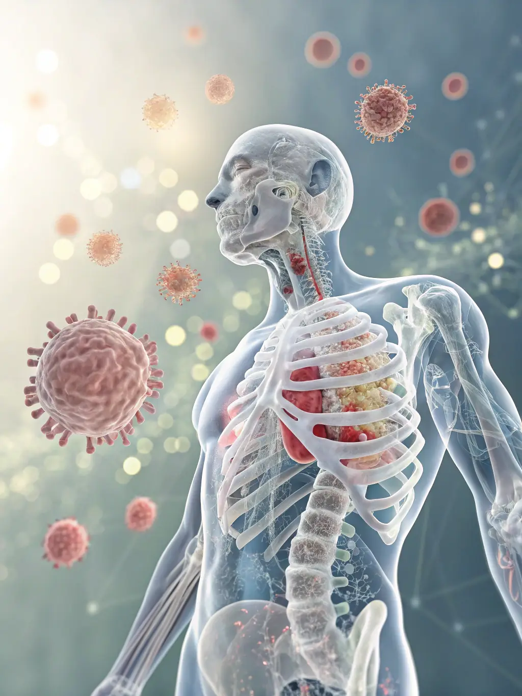 An illustration of the immune system, showcasing how shilajit strengthens the body's defenses against illness.